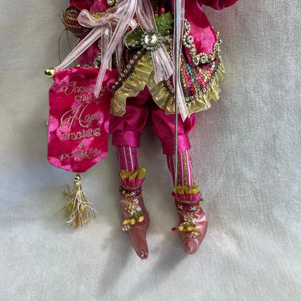 Mark Roberts Hope Fairy Collectible Doll Pink Velvet Sequin Jeweled Whimsical
